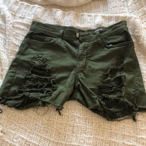 Green Ripped Shorts